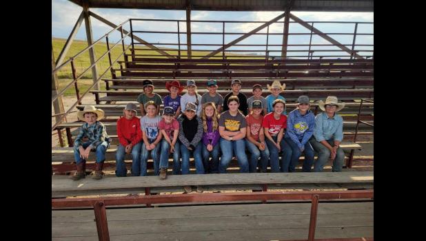 Front Row: Tate Guptill, Jensyn Bertram, Zoey Shearer, Taten Merchan, Rosie Gewerth, Allie Scott, Molly Stangle, Bostyn Nelson, Iyla Ruland, Mica Merchan, and Jordyn Jones. Back row: Sadie Gewerth, PJ Williams, Lacy Studt, Louie Jo Gewerth, Tommy Studt, Merit Anders, Rance Reeves Courtesy Photo