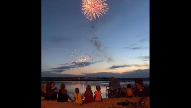 Local kids enjoying the fireworks at Durkee Lake on Saturday, July 4, 2020. Photo courtesy Katrina Collins