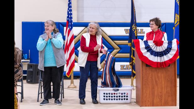 The Badlands Quilters gave veterans quilts and thanked them for their service during the Veterans Day Program on Nov. 11. Photo courtesy Mama Law’s Photos