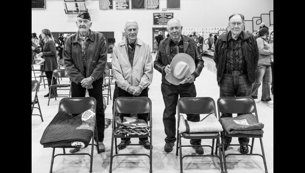 Veterans who received quilts from the Badlands Quilters. Photo courtesy Mama Law’s Photos