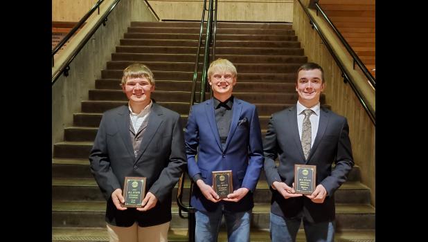 Cord Capp, Jess Harper, and Matthew Gray ... were named to the 2022-2023 All-State Student Council. Photo courtesy Deanna Fischbach