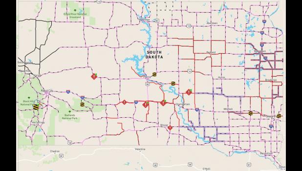 This map shows the road conditions as of Saturday morning, December 24, 2022. With the exception of one small area north of Belle Fourche every roadway still had varying degrees of ice, frost, slippery, no travel advised or blocked/impassible conditions listed. Checking the available cameras on the map at www.sd511.org throughout the day gave travelers important information in deciding to stay or go in regards to Christmas celebration plans. Courtesy Photo