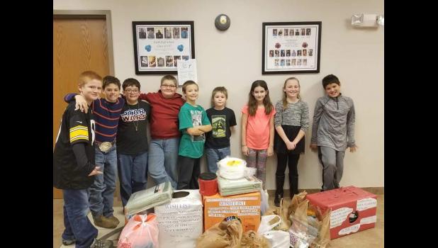 Faith's 4th Grade Class ... Tace Berglund, Cooper Schielke, Chizum Johnson, Mason Medrud, Caleb Richardson, Gage Borgman, Cheyenne VanDerlinden, Harlie Jo Heidler, Krece Halligan. Not pictured: Roy Antrim, Colby Capp, Mrs. Hlavka
