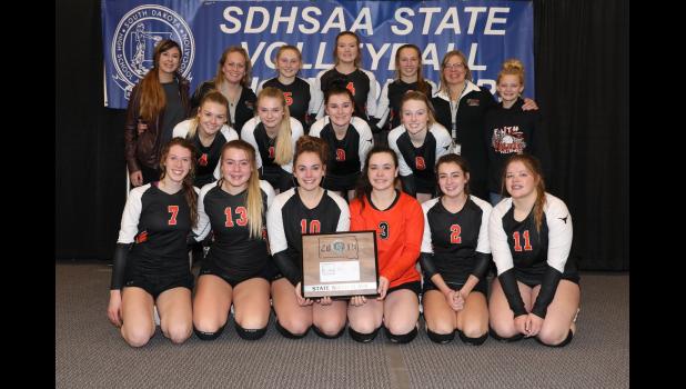 FHS Lady Longhorns ... Back row: Manager Ali Hauser, Coach Mandy Lemmel, Kaycee Graves, Kirston Delbridge, Aiyana Byrd, Asst. Coach Toni Vance, and Manager Kambelle Schauer. Front row: Lindsey Wilken, Jaydon Delbridge, Sydnie Schauer, Megan Drum, Mary Valentine, and Allix Vance. Photo courtesy FHS Journalism