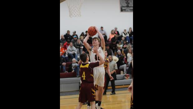 Joel Gifford ... scoring against the Mott-Regent Wildfire in Faith, on January 4, 2020. Longhorns won the Varsity game with a score of 590 to 20. The Longhorns now have a 5-0 season. Photo courtesy FHS Journalism/Yearbook