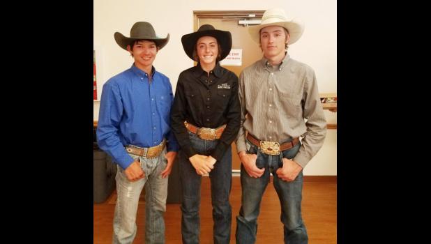 Joe Alaniz, Mikenzy Miller, and Rowdy Fischbach ... post competition in Belle Fourche,SD. photo courtesy Karri Hanson