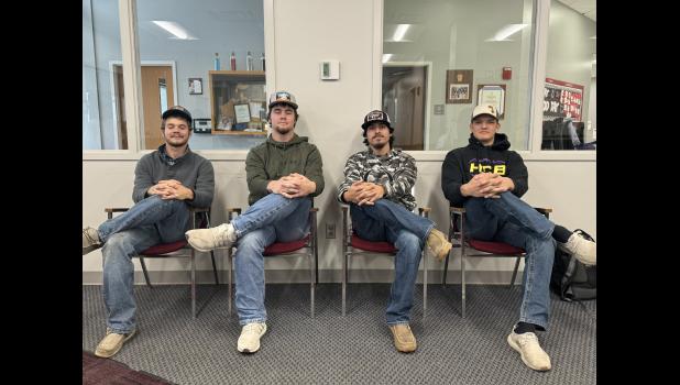 Bison Football players who received LMC Football recognition Kaden Green, Rylee Veal, Eugenio Martinez, Honorable Mention and Colt Kopren. Good job boys!