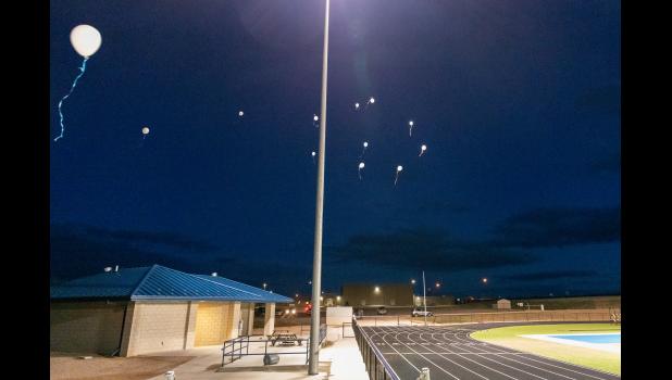 Balloons were release at the Field of Faith event. Courtesy photo Mama Law’s Photos