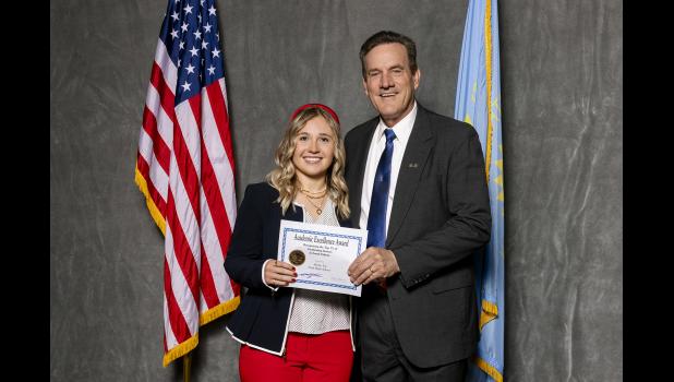 Skylar Vig ... pictured with South Dakota Lieutenant Governor Larry Rhoden. Courtesy Photo