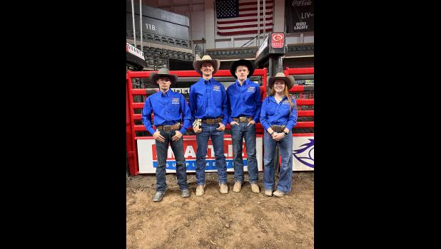 Faith Rodeo Club 20X competitors ... Jackson Spencer - Bull Riding, Drew Harper - Team Roping, Tace Berglund Tiedown Roping and Tandee Nelson - Breakaway Roping. Courtesy Photo