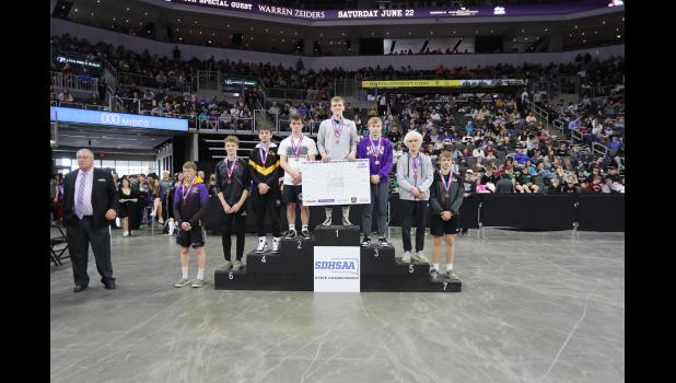 Jace Blasius captures the State Wrestling Championship title in the 144 lb. weight class. Blasius is a second time state champion. Courtesy SDPB.org