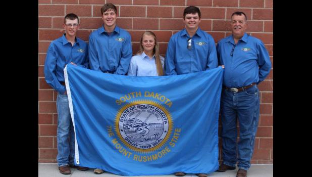 Members of the 4-H 22 Rifle Team were among 27 South Dakota 4-H members who competed at the 2017 4-H Shooting Sports National Championships held in Grand Island, Nebraska June 25-30, 2017. Team members pictured include Cody Amidon, Tripp County; Tye Davis, Butte County; Darian Roghair, Jones County; Cole Thompson, Pennington County and coach, Tim Pravecek, Tripp County.