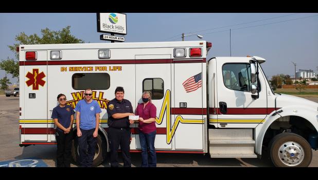 Black Hills Federal Credit Union proudly supports the communities they serve. Recently, the credit union donated $1,000 towards the purchase of a cardiac monitor for the Wall Ambulance Service. Courtesy photo
