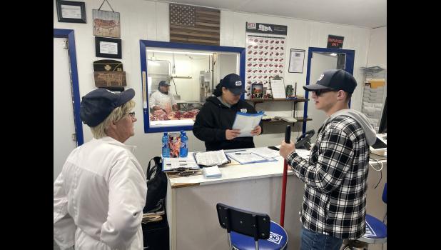 The cramped but efficient front counter at the Wall Meat Processing plant in Wall, S.D., is evidence of a growing movement to expand capacity and capabilities of small meat processors in South Dakota. Courtesy Bart Pfankuch/South Dakota News Watch