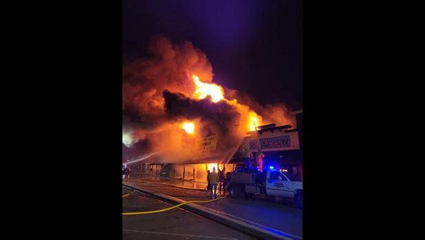 Courtesy photo Wasta Fire Department Facebook Page The Cactus Cafe and Lounge structure was lost completely to the fire, which was still working to be put out the next morning.
