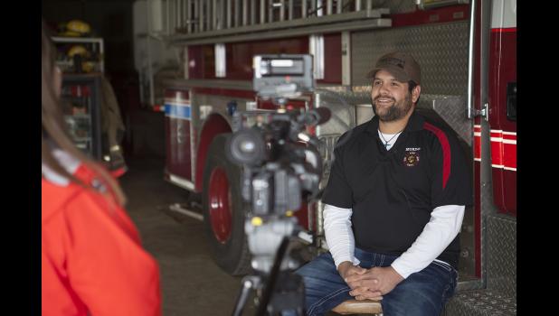 Murdo Fire Chief Patrick Barnes interviews with KELO-TV encouraging people to contribute through the Go Fund Me account for Santa.