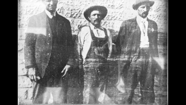 Law enforcement and guilty ... Deputy Martin Ellefson, murderer Joe Rickman, and Sheriff John Anderson. Photo courtesy Perkins County Courthouse