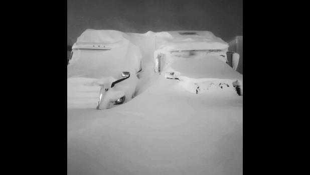 The Vivian Coffee Cup had a packed parking lot. Truckers stranded for days with their semis buried under blowing snow. Photo courtesy Gary Hunter, Facebook