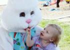 This tyke had no fear of funny costumed characters, nor of the candy handed out.