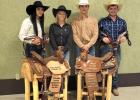 Left to right, T Merrill (goat tying), Piper Cordes (barrel racing), Quinn Moon (steer wrestling) and Matthew Heathershaw (team roping) will be representing Wall Eagle Athletics in Gillette, July 16th-22nd. Piper Cordes is the State Champion Barrel Racer and Quinn Moon took home the State Champion Steer Wrestling title. Courtesy Photo