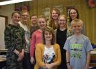 Stacy Schuelke, Opal rural school teacher, at center, has been named the Meade School District Teacher of the Year. Her students are from left: Bridger Frei, Esther Munroe, Colby Skogen, Liberty Schultes, Kaylee Smith, Aspen Senn, Bentley Frei, and AJ Senn. Pioneer photo by Deb Holland