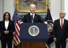 President Joe Biden delivers remarks July 14, 2024, in Washington, D.C., on the assassination attempt on Republican presidential candidate and former President Donald Trump. Biden was joined by Vice President Kamala Harris and Attorney General Merrick Garland. Kevin Dietsch/Getty Images