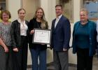 South Dakota Light Industrial Certified Site presentation. L to R: Garrett Bryan, Dawn Hilgenkamp, Lilliya Stone, Kallie Carey, Joe Fiala, Mary Williams, and Rick Hustead.