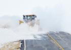 Meade County crews worked to clear drifts back from the highway to prevent more blowing and drifting. Even without fresh snowfall, drifts left too close to the road can cause travel problems when the wind moves the snow.