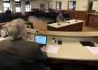 Kevin Forrester ... speaks before the Meade County Commission Tuesday. Forrester tendered his resignation as Meade County Auditor. Helen Hall Jensen was appointed to replace him. Photo courtesy Deb Holland, BH Pioneer