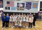 The Lady Eagles cashed in a 74-64 win over Warner during the Class B SoDak 16 Basketball tournament last Thursday night. Photo Courtesy of Ashley Kier