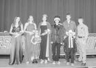 Homecoming court L-R; Jolie Dugan, Mallory Valburg, Kendra Raymond (crown-bearer), Jadyn Jensen (queen), Timmy Rodriguez (king), Dylan Fuoss, Blaze Vevig (crown-bearer), and Matthew Birkeland. Coronation took place on Monday, September 26, and was followed by the burning of the JC, white-washing, and freshman initiation. Photo by Barb Hockenbary Photography