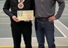 Bryan Carmichael ... FHS Lady Longhorns Head Coach being presented with Larry Luitjens award. Photo courtesy Amie Schauer