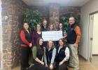 First National Bank in Faith ... presenting check to FACF. Back row: Jami Delbridge, Shalyn Hawley - FACF, Brad Lemmel, Susie Keffeler, Sunshine Gerbracht, Scott Gray, Branch Manager. Front row: Kelli Jo Escott, Katrina Collins, and Shara Haines. Courtesy photo