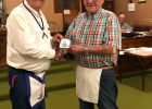 Grand Master Wade Derflinger presenting Ronald Bachman with his 50 year membership pin. Photo courtesy Bucky Derflinger