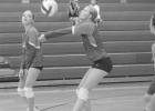 BreAna Aske bumps the ball. Photo by Mishayla Buchannan