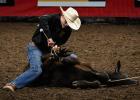 Jace Blasius of Wall, South Dakota, competes in tie-down roping at the 20x High School Rodeo Showcase at The Monument on Sunday, Feb. 2, 2025. Courtesy Darsha Dodge, Journal staff