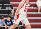 Jackson Schauer, Redshirt Freshman ... was fired up while becoming just the third Chadron State basketball player to sink eight 3-pointers in a game. He was 8-of-11 from long range and finished with a game-high 26 points. Photo courtesy Brodie Eisenbraun