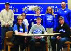 Back row (left to right) Matt Donnelly, Sutton Cordes, Gatlin Cordes, Piper Cordes, and Mens Head Wrestling at DWU Coach Martin Mueller. Front row (Left to right), Paige Cordes, Kipp Cordes, and Spencer Cordes. Courtesy Photo