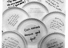 Paper plates have written messages on them from participants and seniors of the Meals on Wheels program. These plates were to be sent to officials to raise awareness of the impact on the community of the cut in funding for the Meals on Wheels program. Courtesy Photo
