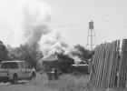 A fire broke out just west of the Buxcel Estate Trailer Court in Murdo on Thursday, June 8. Responding fire departments, Murdo and Draper, were on the scene within minutes and shortly doused the flames. The cause of the fire is unknown. Photo by Krisanna Thomas